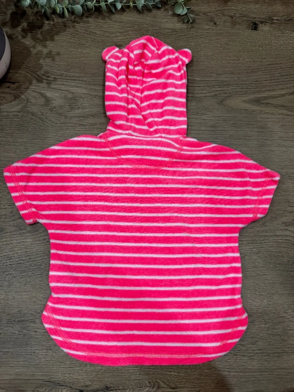 Baby Gap 6-12M Pink Striped Terry Hooded Beach Swim Cover Up